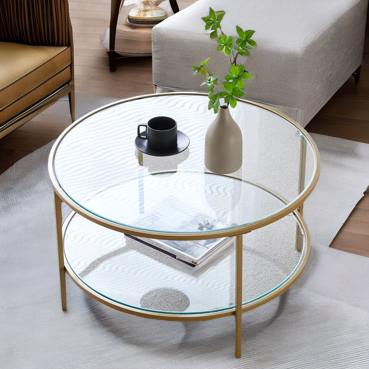 Latitude Run Adreanne 2 Tier Round Glass Coffee Table For Living Room